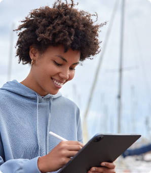 Student using a tablet
