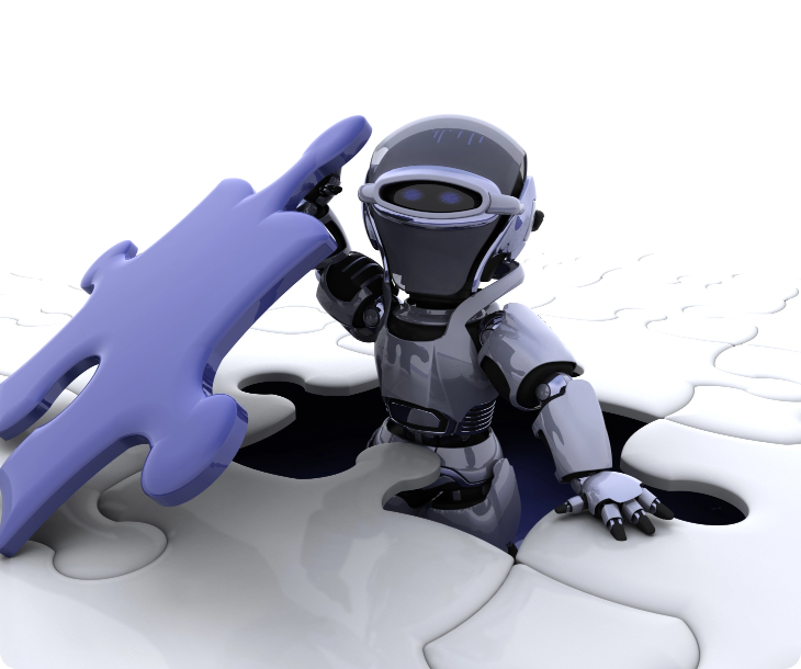 Robot assembling a puzzle piece